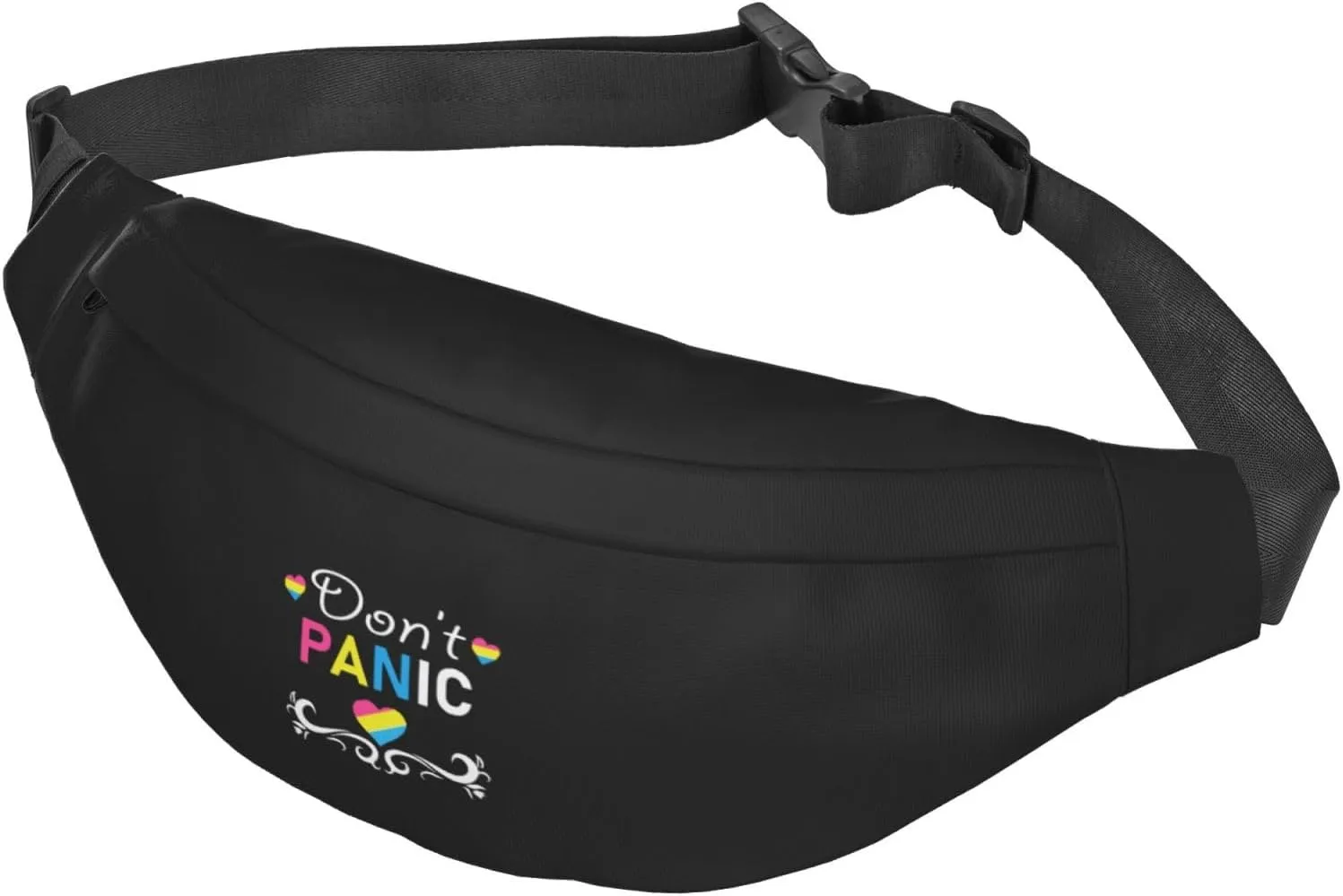 Don'T Panic Pansexual Lgbt Pride Waist Bag Adjustable Strap Waist Pack For Men&Women For Travel Hiking Running Outdoor Sports, Black