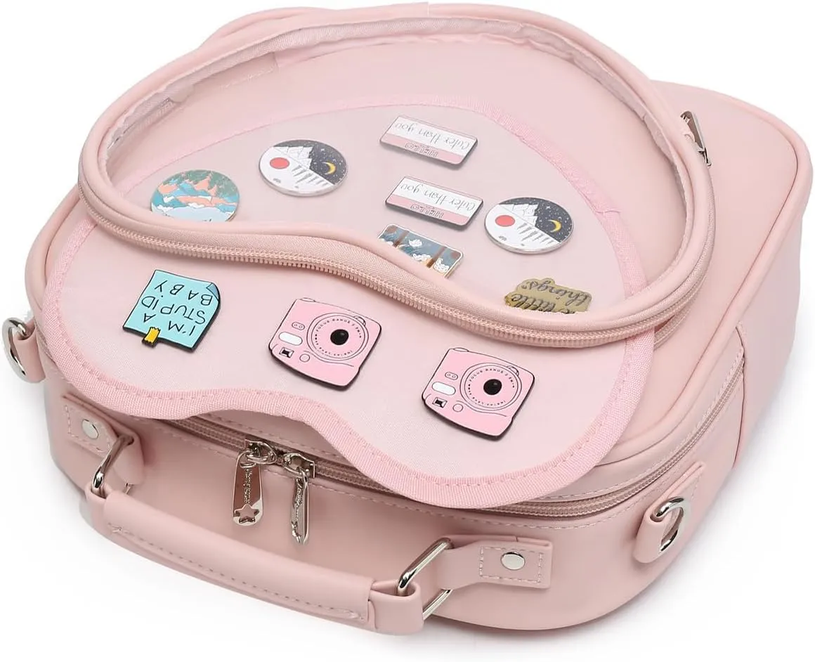 Dopamine Color Ita Bag Multi-Purpose Backpack Crossbody Satchel Heart Purse Kawaii Pin Display