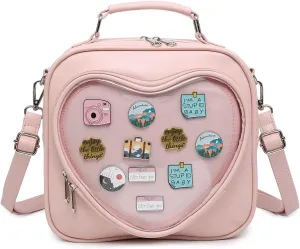 Dopamine Color Ita Bag Multi-Purpose Backpack Crossbody Satchel Heart Purse Kawaii Pin Display