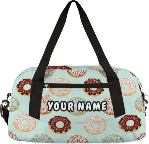 Doughnuts Personalized Kids Duffel Bag for Girls Boys, Donut Debris Custom Dance Bag Overnight Small Duffel Bag Carry On Weekend Sports Travel Bag for School Practice Gymnastics Ballet