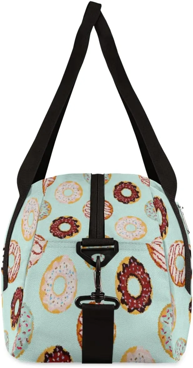 Doughnuts Personalized Kids Duffel Bag for Girls Boys, Donut Debris Custom Dance Bag Overnight Small Duffel Bag Carry On Weekend Sports Travel Bag for School Practice Gymnastics Ballet