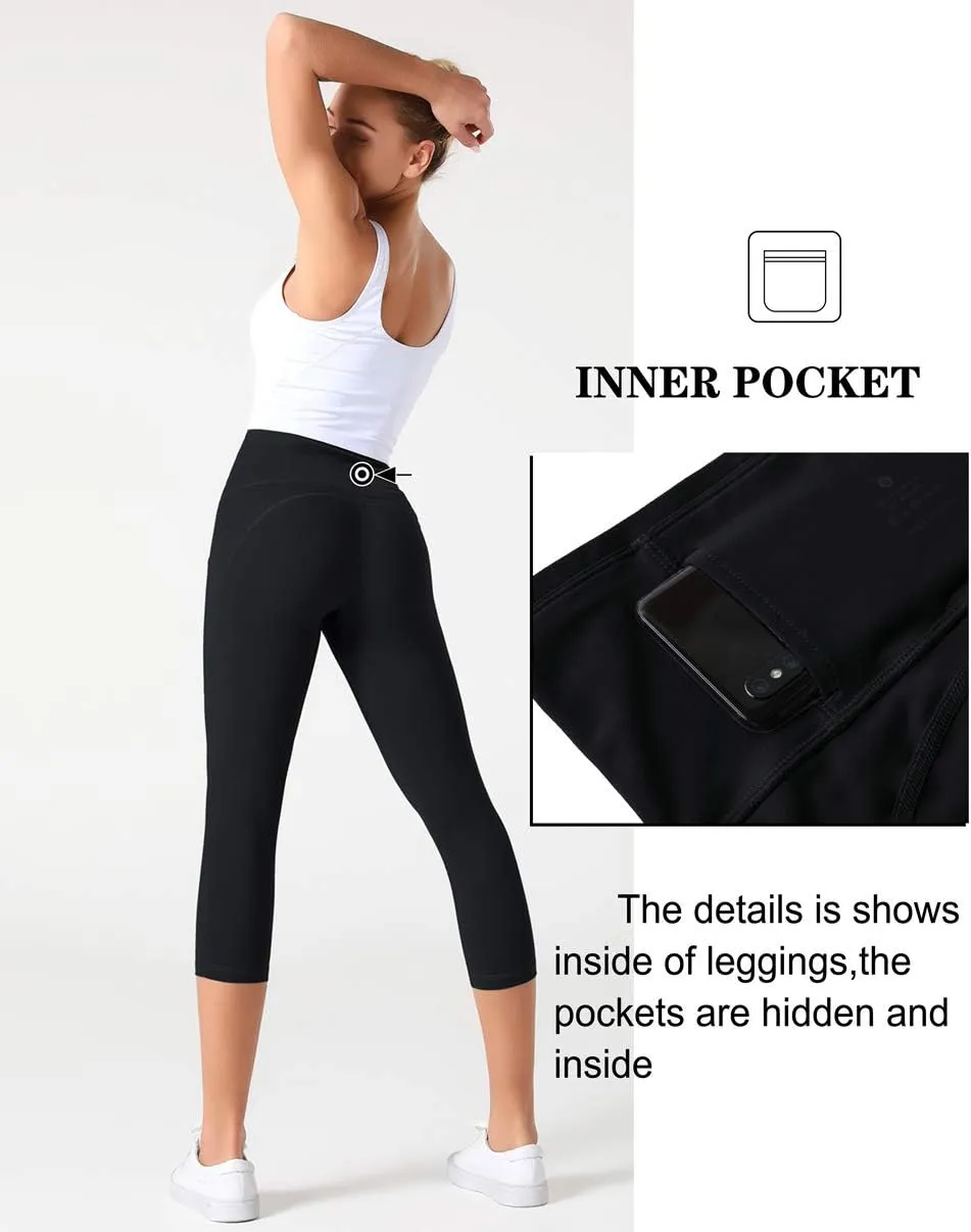 Dragon Fit High Waist Yoga Leggings with 3 Pockets,Tummy Control Workout Running 4 Way Stretch Yoga Pants