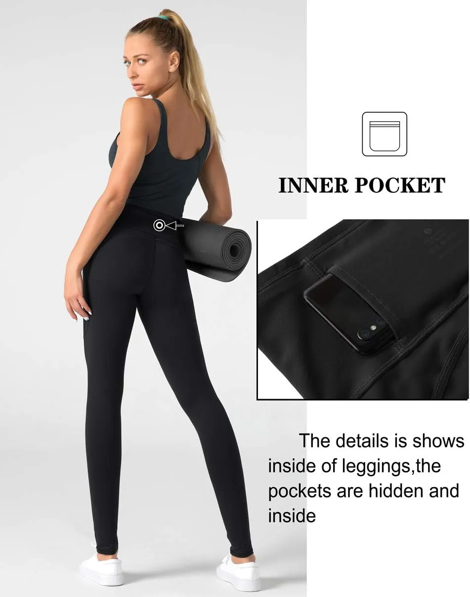 Dragon Fit High Waist Yoga Leggings with 3 Pockets,Tummy Control Workout Running 4 Way Stretch Yoga Pants