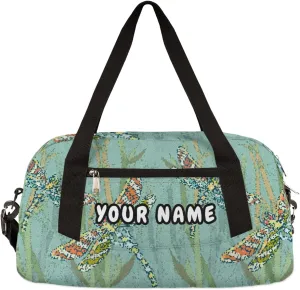 Dragonflys Personalized Kids Duffel Bag for Girls Boys, Dragonfly Debris Custom Dance Bag Overnight Small Duffel Bag Carry On Weekend Sports Travel Bag for School Practice Gymnastics Ballet