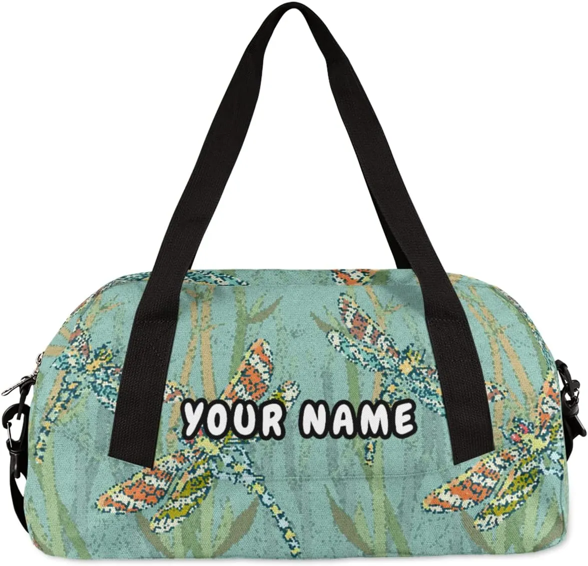 Dragonflys Personalized Kids Duffel Bag for Girls Boys, Dragonfly Debris Custom Dance Bag Overnight Small Duffel Bag Carry On Weekend Sports Travel Bag for School Practice Gymnastics Ballet