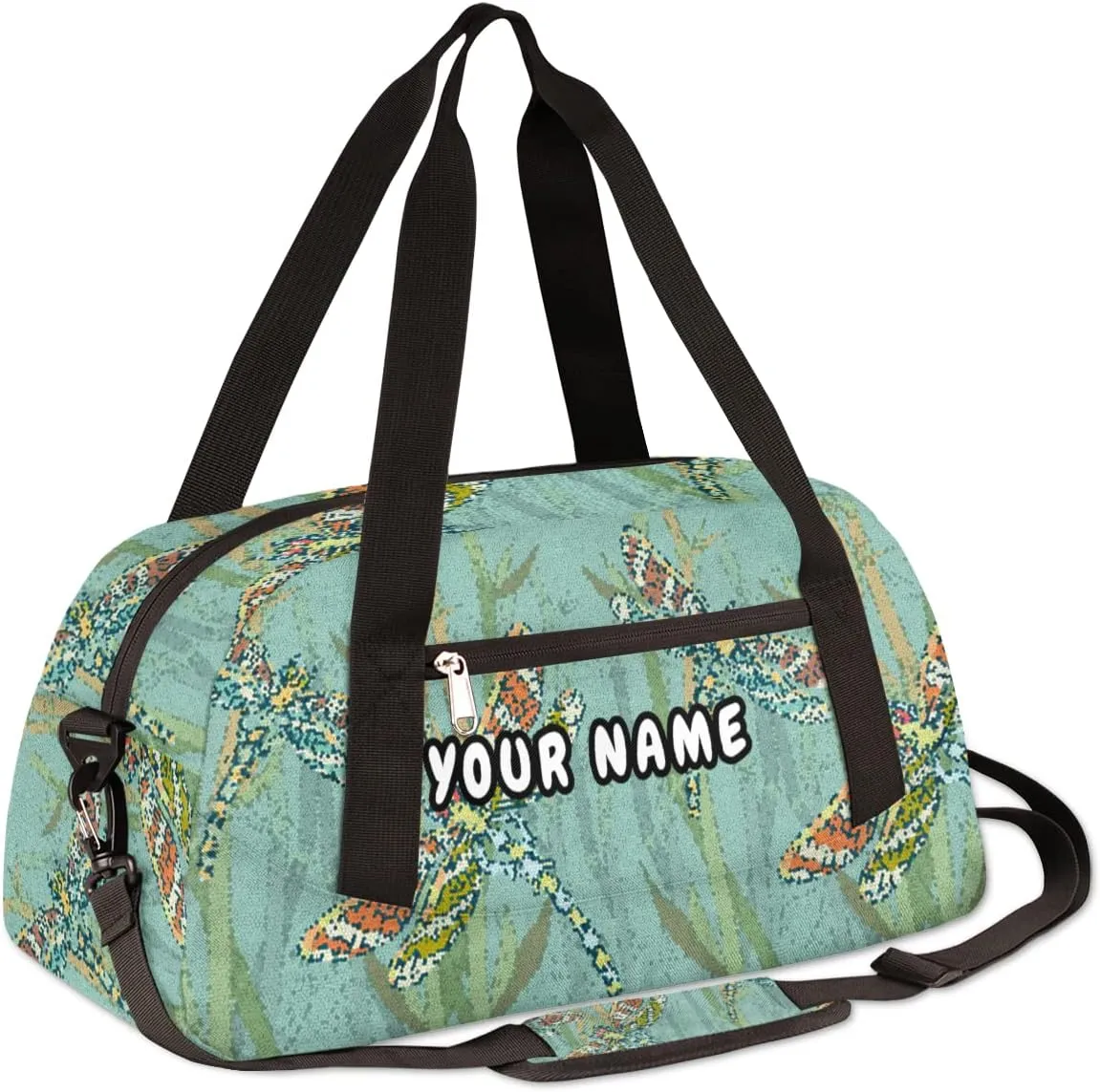 Dragonflys Personalized Kids Duffel Bag for Girls Boys, Dragonfly Debris Custom Dance Bag Overnight Small Duffel Bag Carry On Weekend Sports Travel Bag for School Practice Gymnastics Ballet
