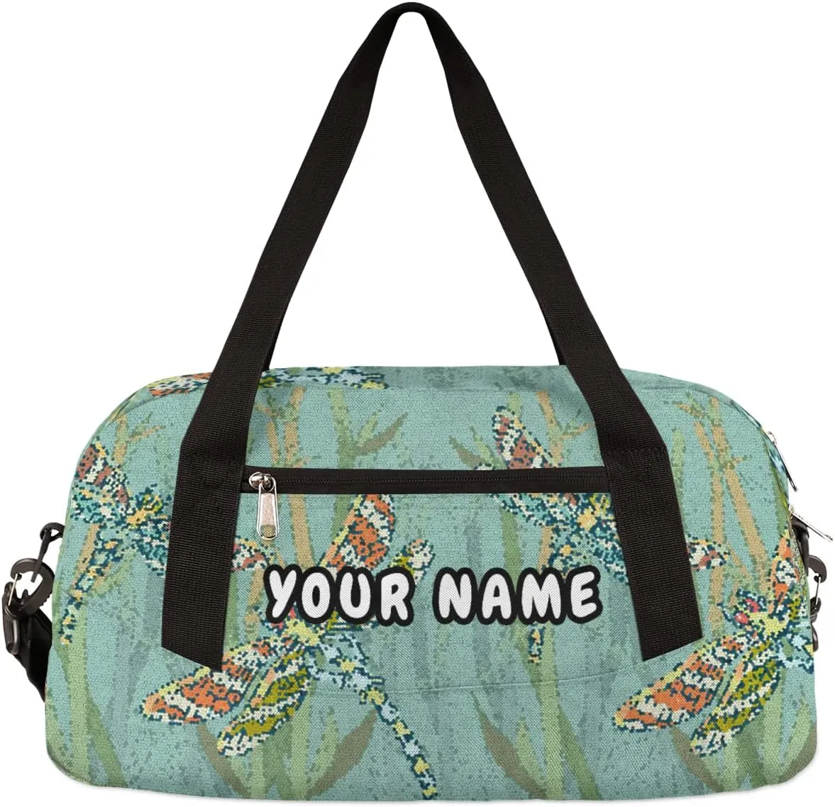 Dragonflys Personalized Kids Duffel Bag for Girls Boys, Dragonfly Debris Custom Dance Bag Overnight Small Duffel Bag Carry On Weekend Sports Travel Bag for School Practice Gymnastics Ballet