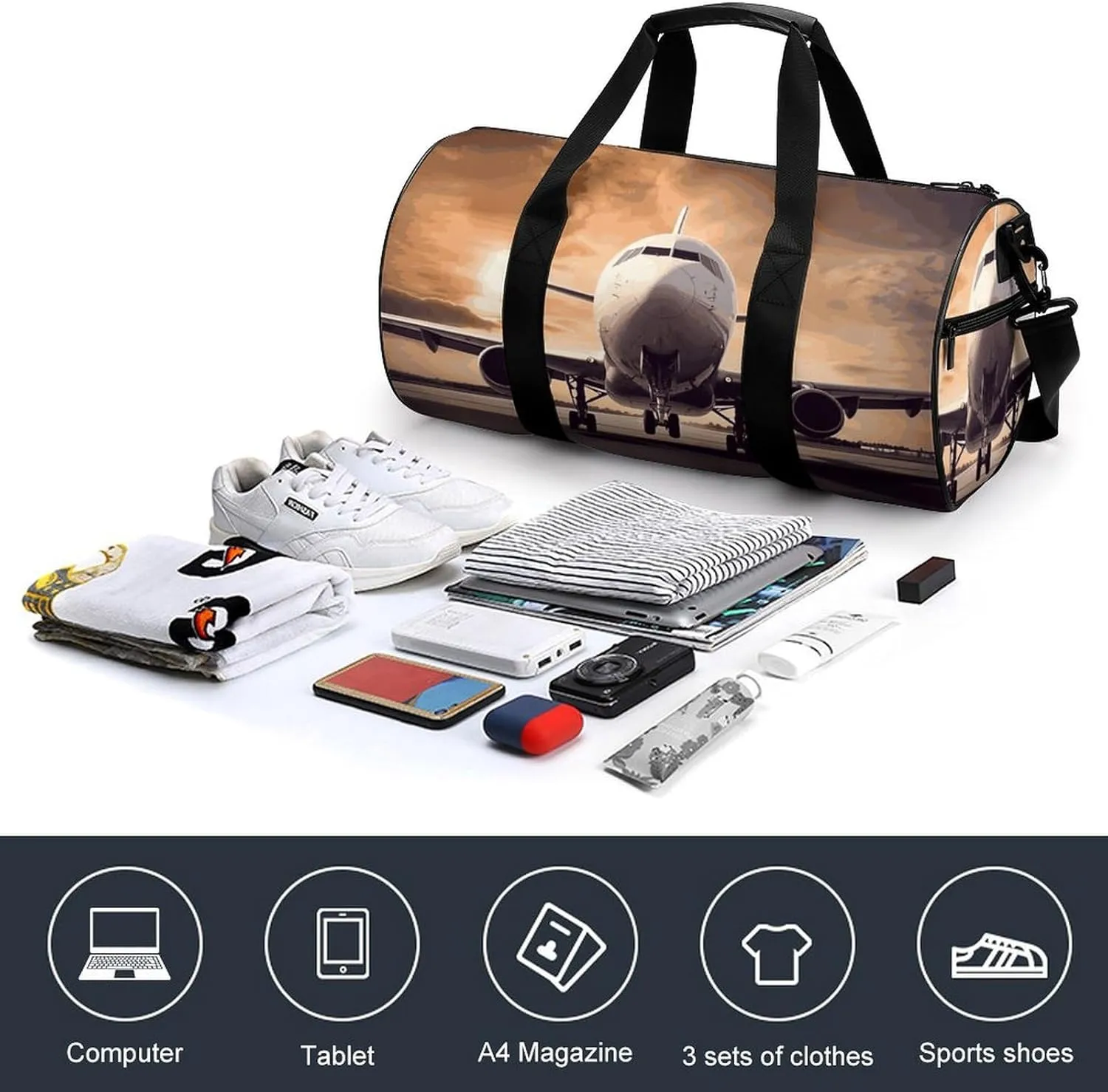 Duffel Bag for Men Women Gym Bag Airplane Travel Duffel Bag Waterproof Overnight Bag for Sports Workout