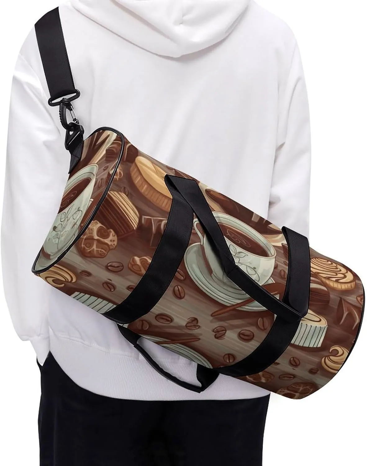 Duffel Bag for Men Women Gym Bag Coffee And Sweets Sugar Chocolate Travel Duffel Bag Waterproof Overnight Bag for Sports Workout