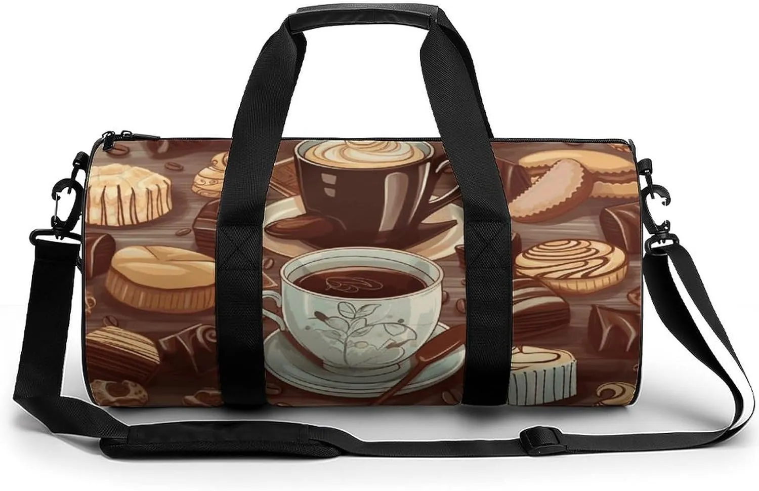 Duffel Bag for Men Women Gym Bag Coffee And Sweets Sugar Chocolate Travel Duffel Bag Waterproof Overnight Bag for Sports Workout