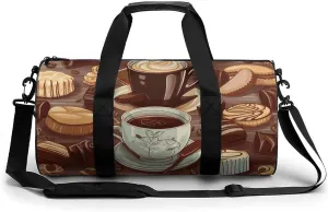 Duffel Bag for Men Women Gym Bag Coffee And Sweets Sugar Chocolate Travel Duffel Bag Waterproof Overnight Bag for Sports Workout