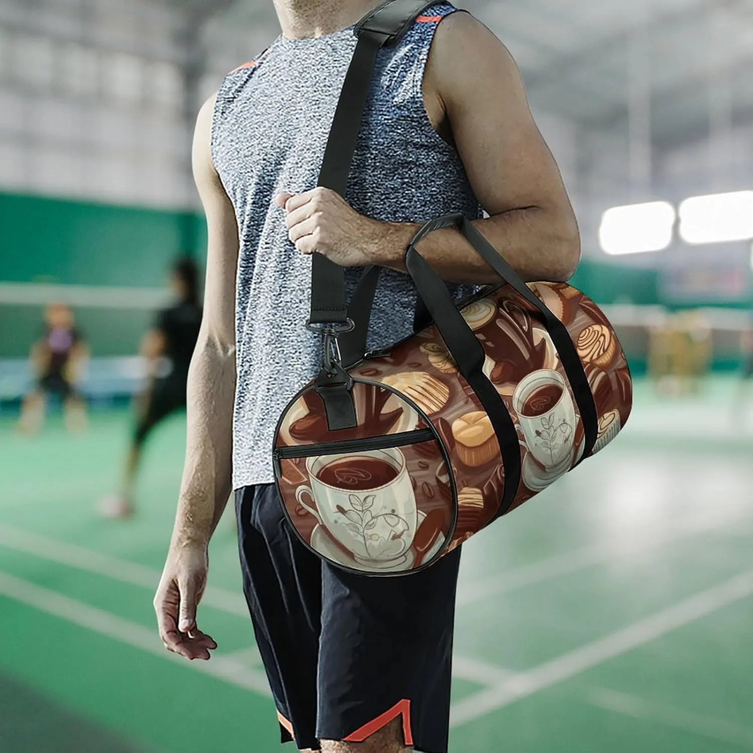 Duffel Bag for Men Women Gym Bag Coffee And Sweets Sugar Chocolate Travel Duffel Bag Waterproof Overnight Bag for Sports Workout