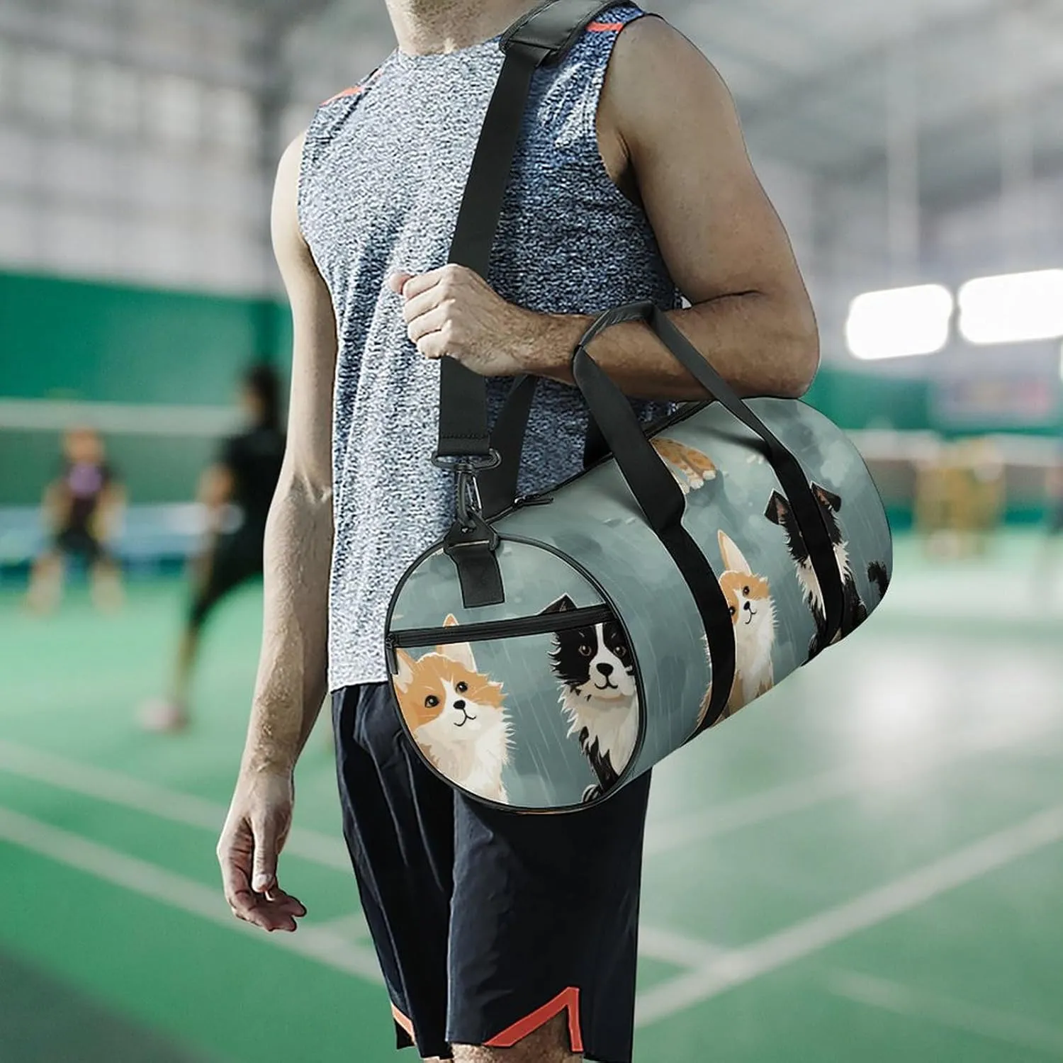 Duffel Bag for Men Women Gym Bag Rain Cat And Dog Travel Duffel Bag Waterproof Overnight Bag for Sports Workout