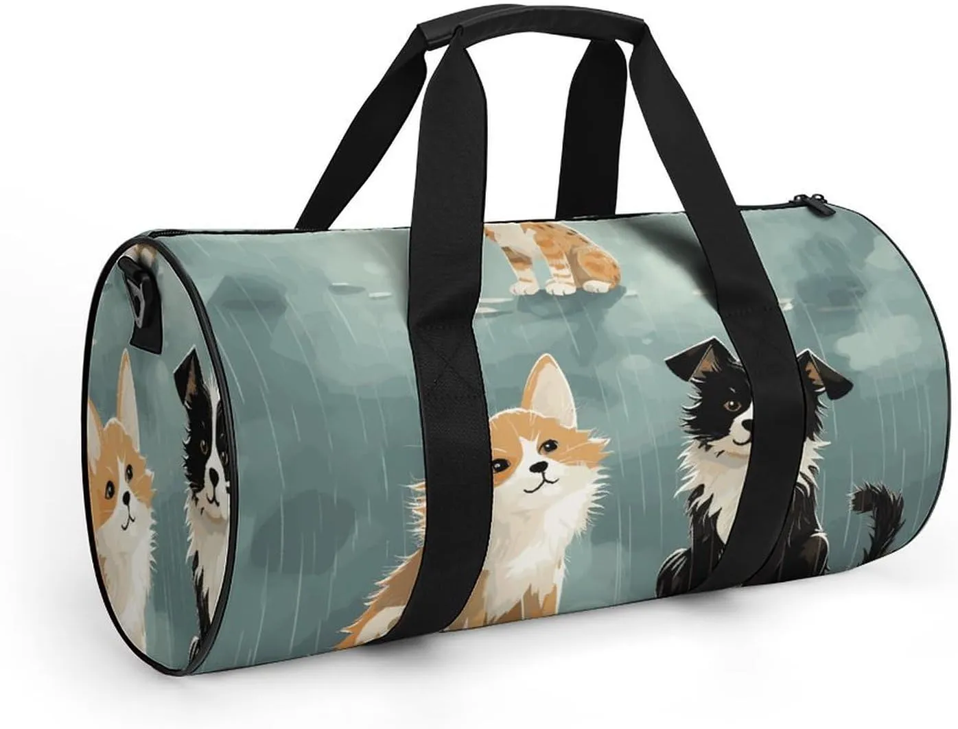 Duffel Bag for Men Women Gym Bag Rain Cat And Dog Travel Duffel Bag Waterproof Overnight Bag for Sports Workout