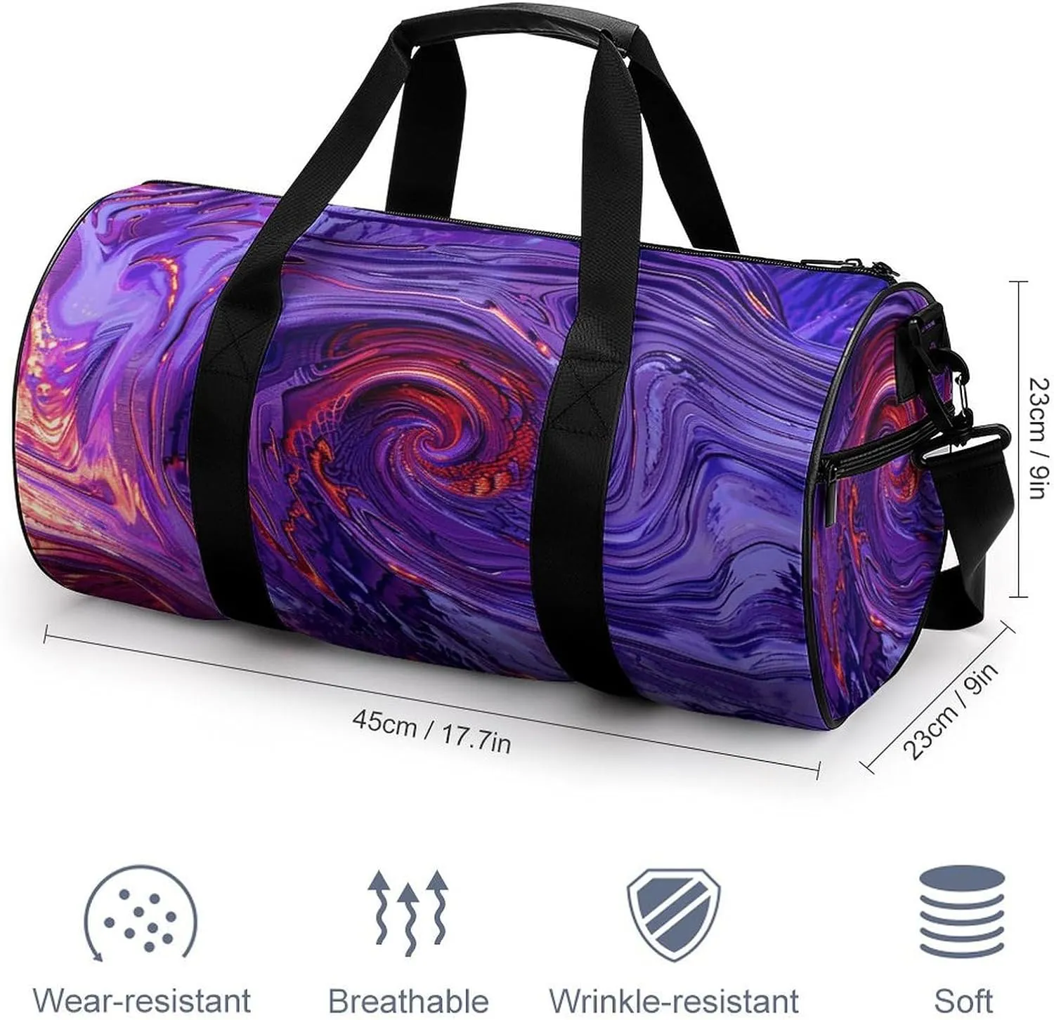 Duffel Bag for Men Women Gym Bag Twist Rotate Shape Travel Duffel Bag Waterproof Overnight Bag for Sports Workout