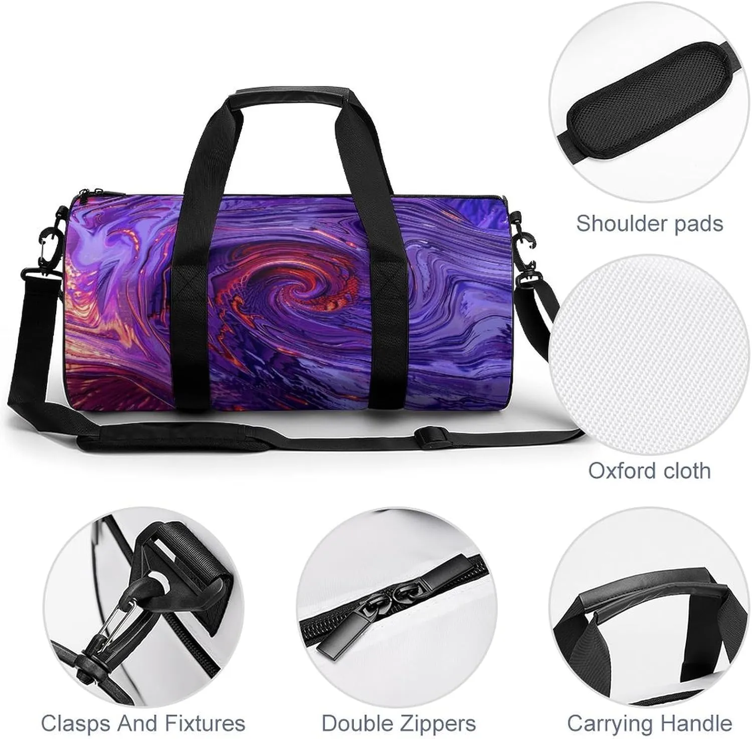 Duffel Bag for Men Women Gym Bag Twist Rotate Shape Travel Duffel Bag Waterproof Overnight Bag for Sports Workout