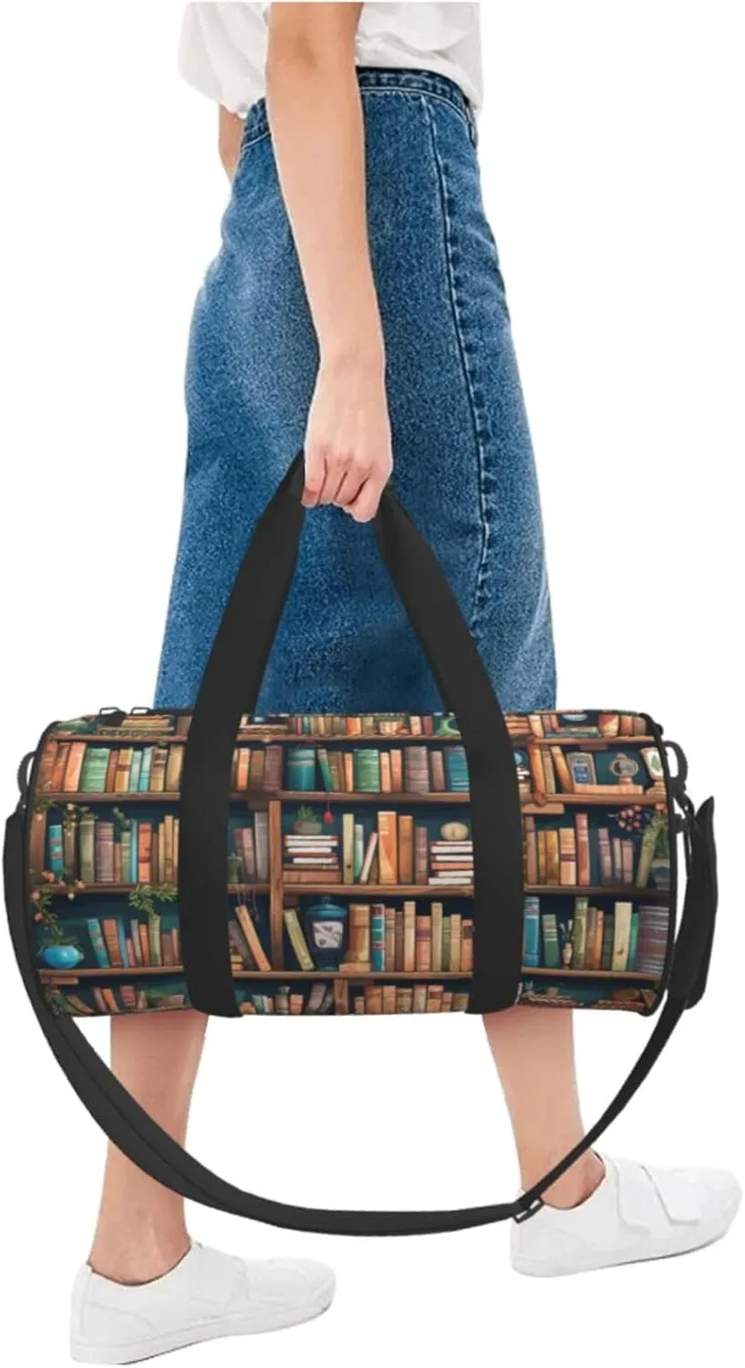 Duffel Bag for Men Women Small Gym Bag Cartoon Bookworm Travel Duffel Bag Waterproof Overnight Bag for Sports Workout