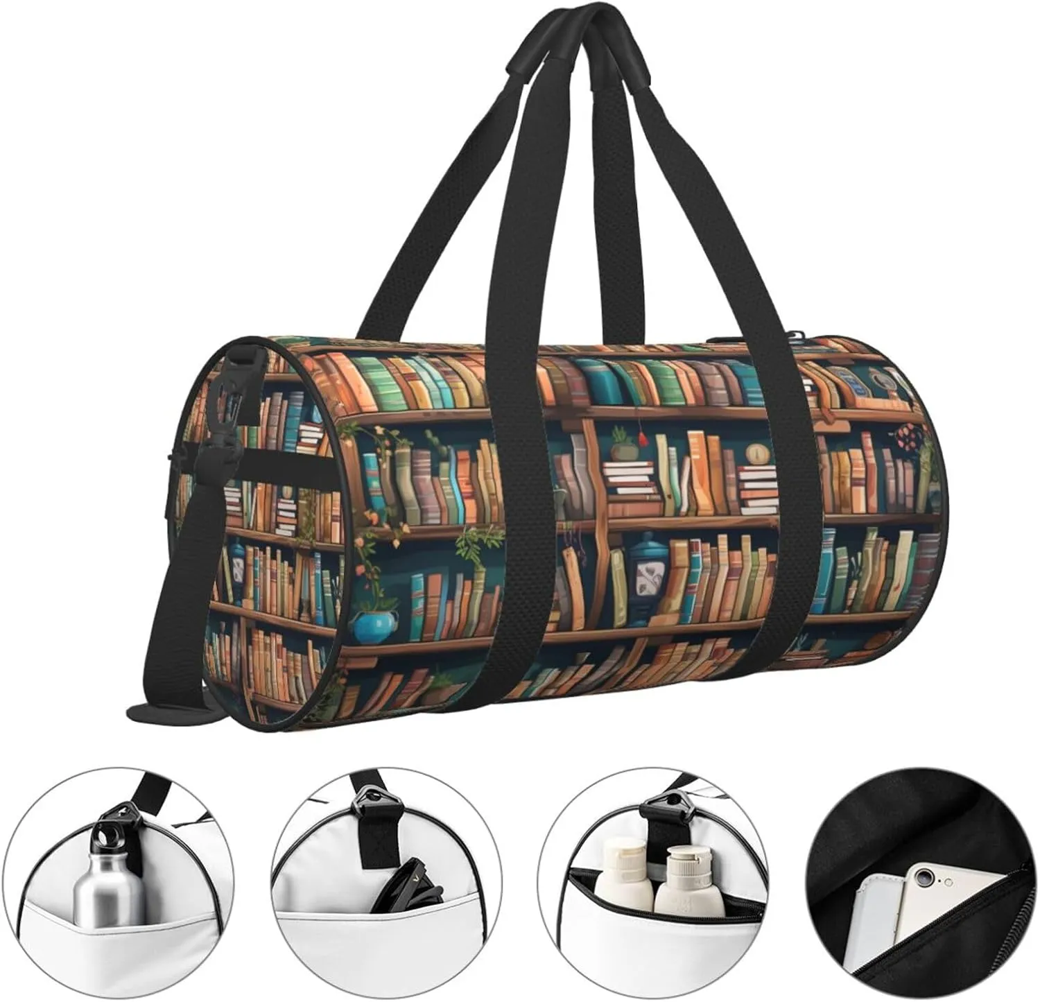 Duffel Bag for Men Women Small Gym Bag Cartoon Bookworm Travel Duffel Bag Waterproof Overnight Bag for Sports Workout