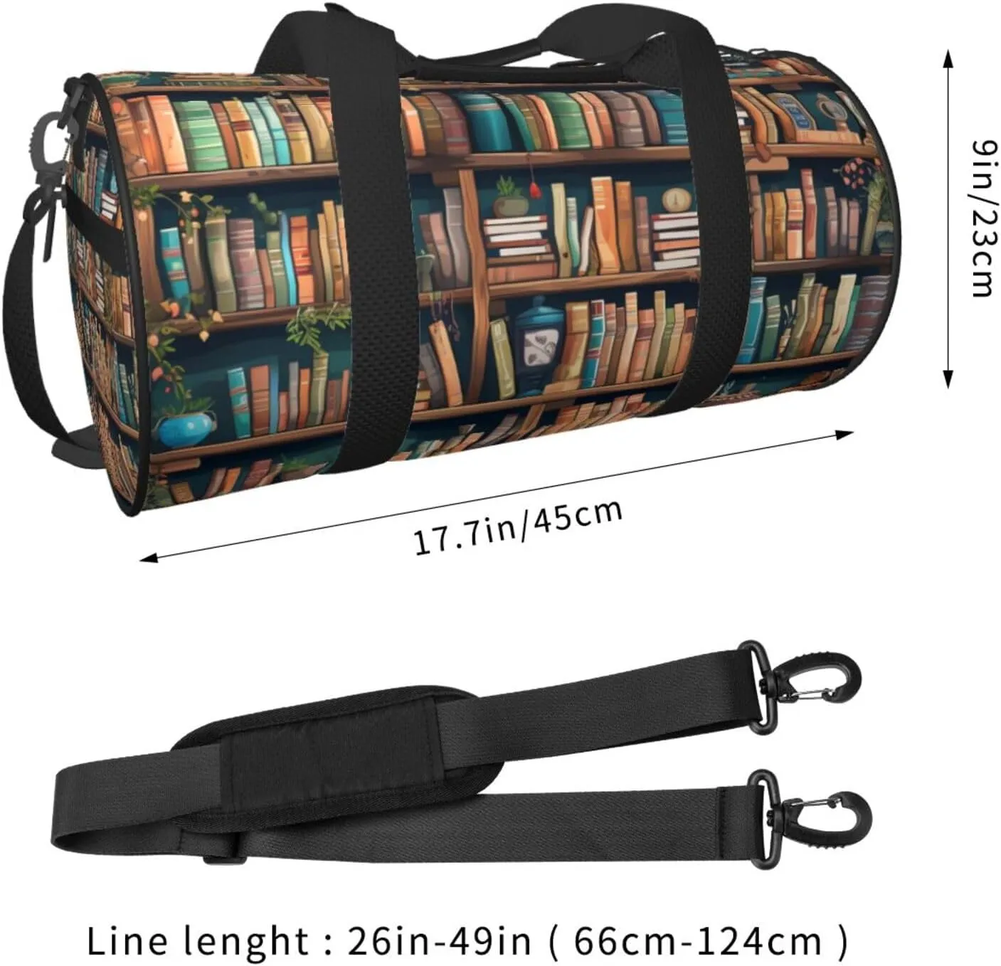 Duffel Bag for Men Women Small Gym Bag Cartoon Bookworm Travel Duffel Bag Waterproof Overnight Bag for Sports Workout