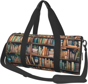 Duffel Bag for Men Women Small Gym Bag Cartoon Bookworm Travel Duffel Bag Waterproof Overnight Bag for Sports Workout