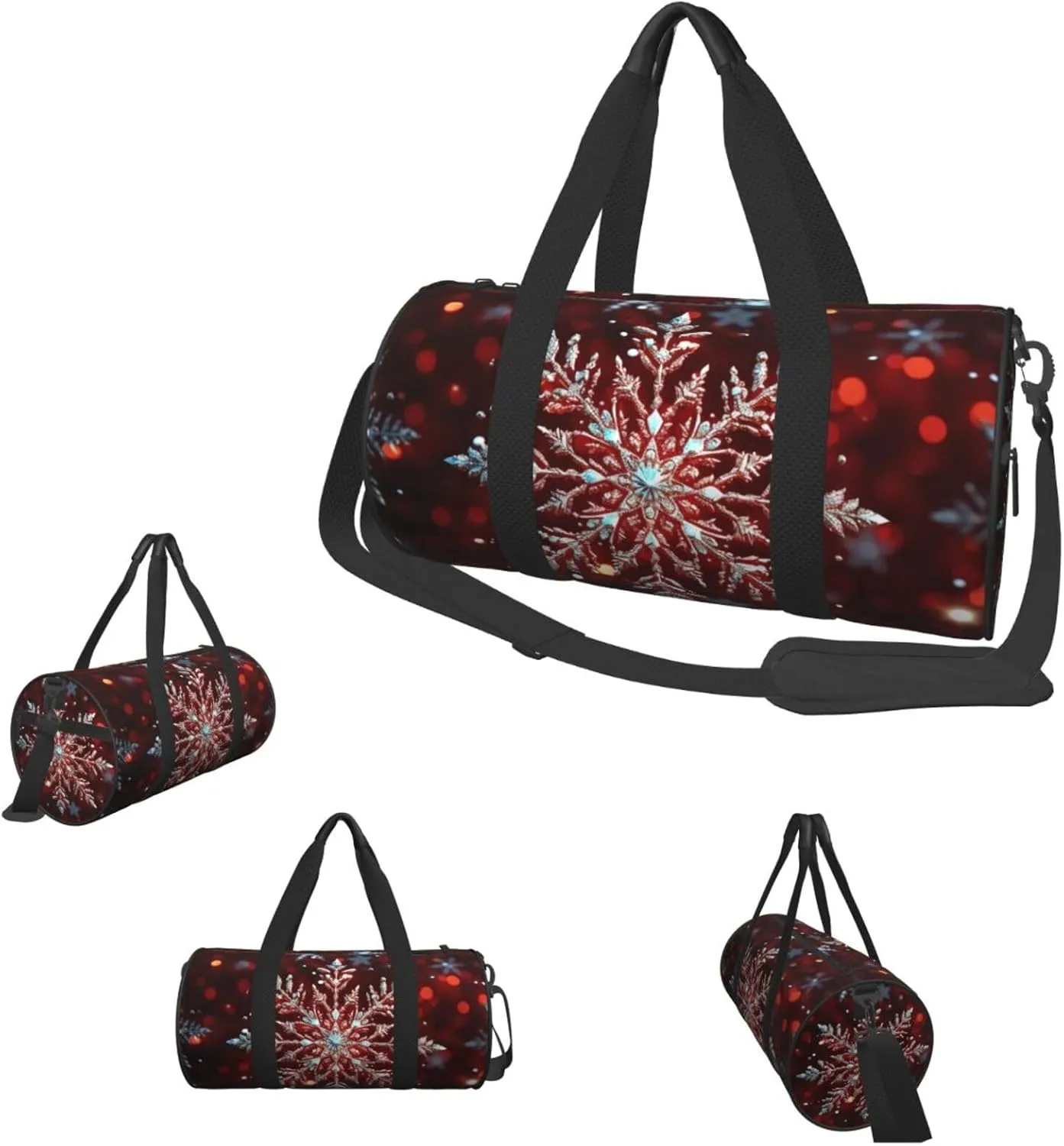 Duffel Bag for Men Women Small Gym Bag Christmas snowflake Travel Duffel Bag Waterproof Overnight Bag for Sports Workout
