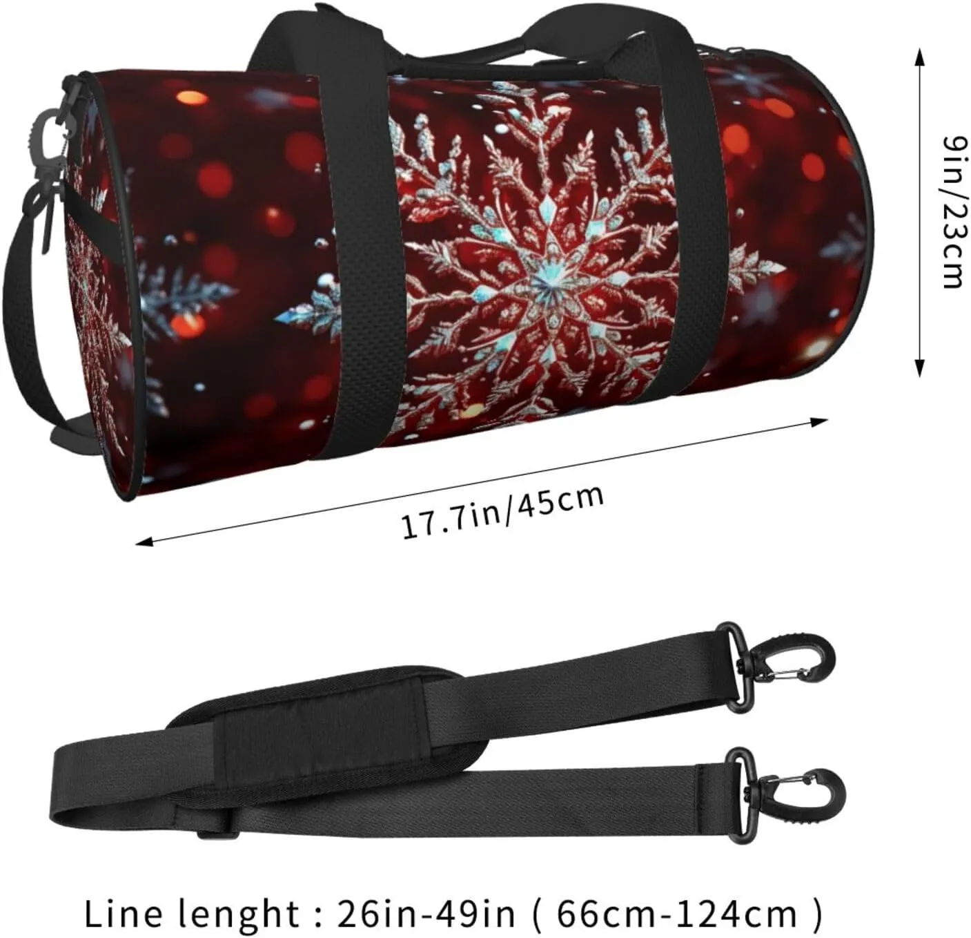 Duffel Bag for Men Women Small Gym Bag Christmas snowflake Travel Duffel Bag Waterproof Overnight Bag for Sports Workout