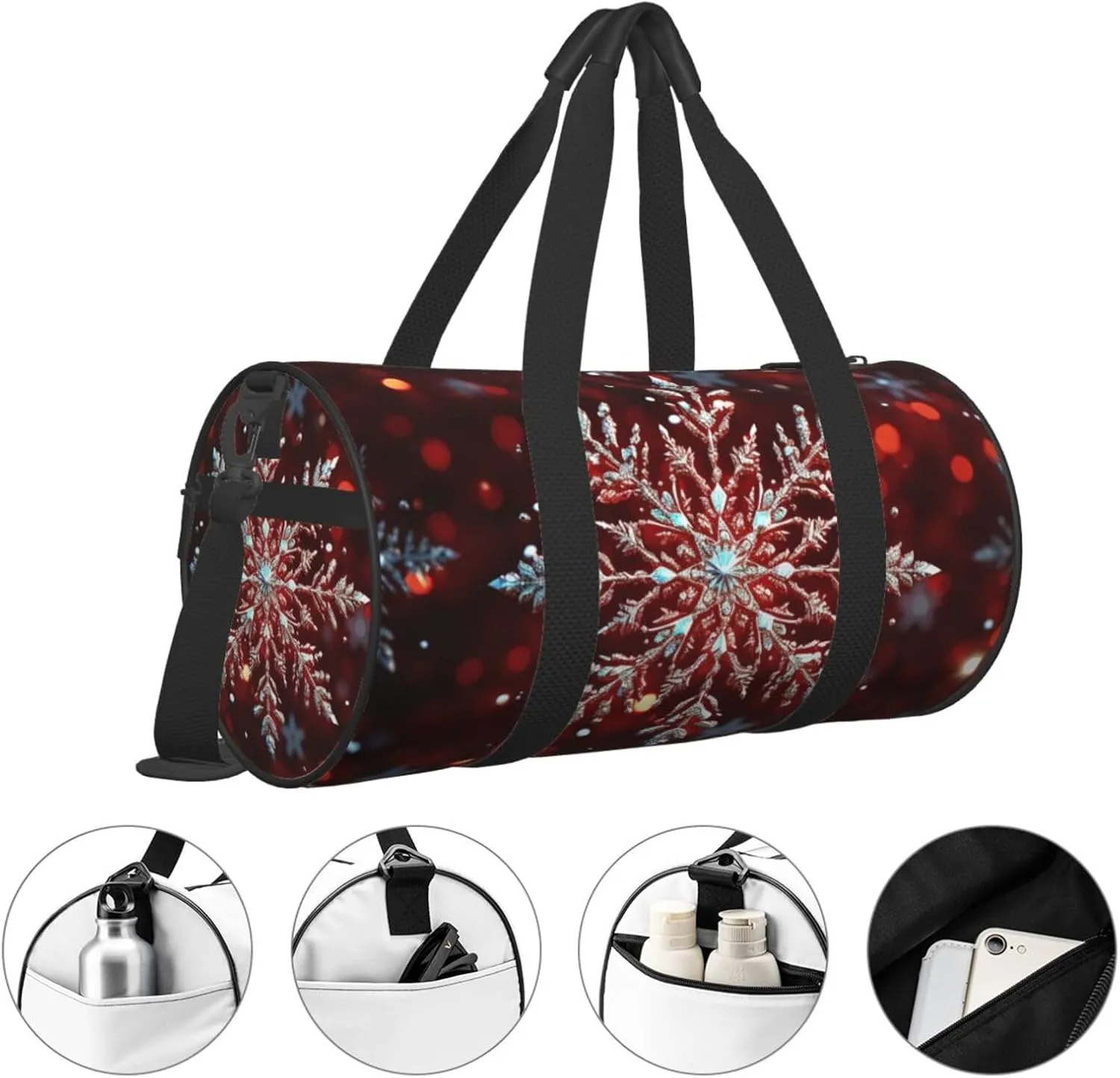 Duffel Bag for Men Women Small Gym Bag Christmas snowflake Travel Duffel Bag Waterproof Overnight Bag for Sports Workout