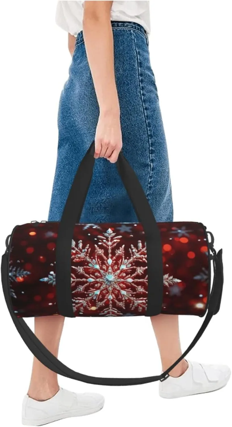 Duffel Bag for Men Women Small Gym Bag Christmas snowflake Travel Duffel Bag Waterproof Overnight Bag for Sports Workout