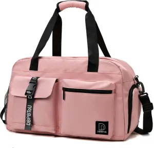 Duffel Bag - Women's Gym & Travel Bag with Shoe Compartment (Pink)