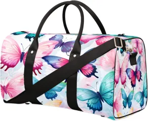 Duffel Bags Flock of Butterflies Large Tote Bag Butterfly Overnight Travel Bags for Women Men Lightweight Duffel Bag Adjustable Strap Carry On Bag Waterproof Gym Travel Bag