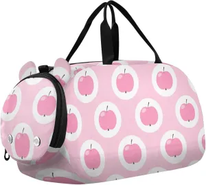 Duffel Bags for Boys Girls Apples Pink Fruit Dance Bag Small Gym Bags for Kids Teens