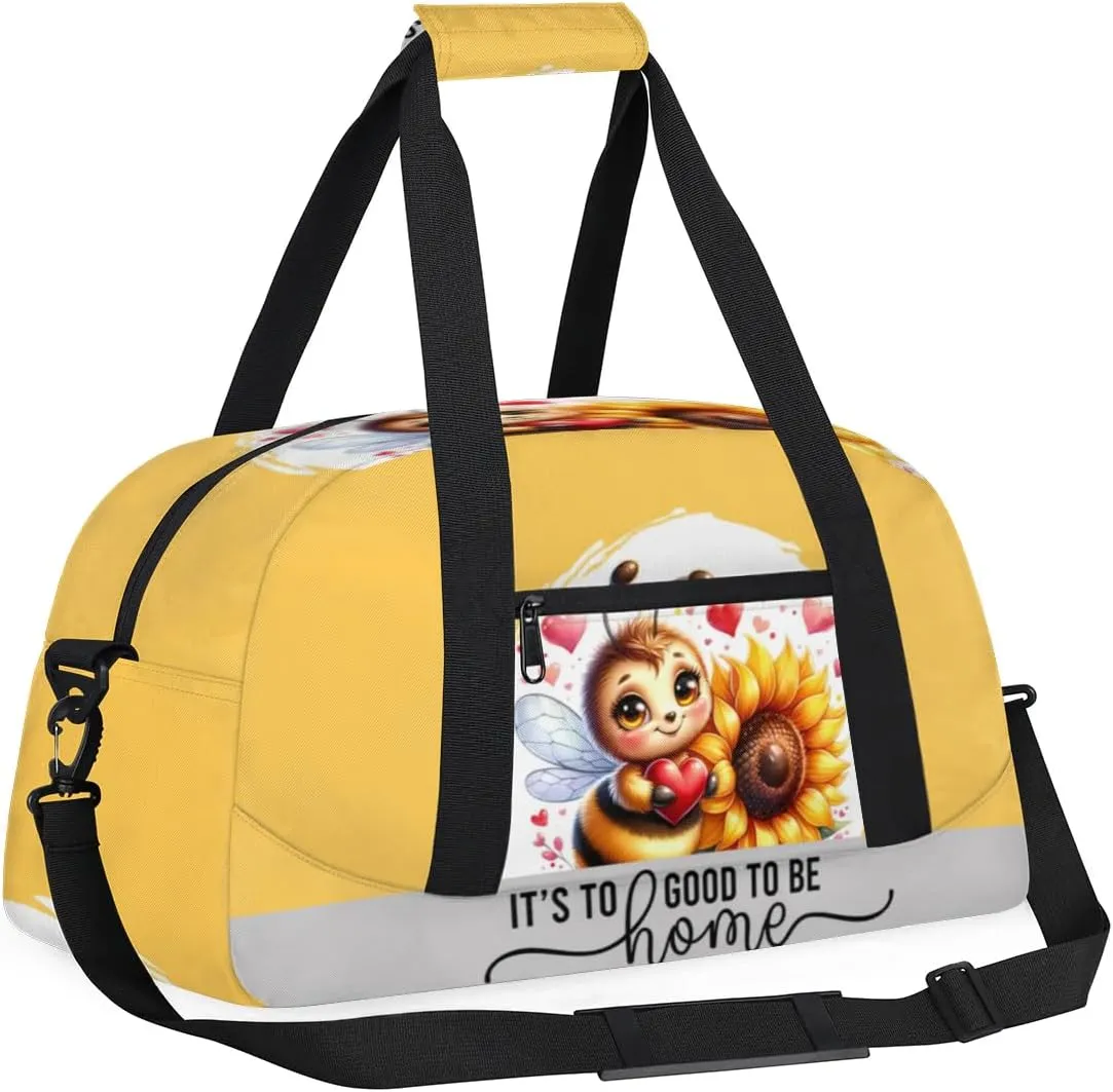 Duffle Bag Bee Sunflower Flower Love PersonalizedGym Bag Travel Bag Luggage Bag Waterproof Lightweight Sports for Dance Gymnastics Cheers Soccer Wrestling Hospital, for Weekender Overnight