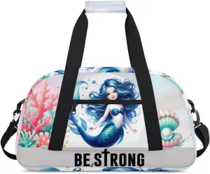 Duffle Bag Cute Mermaid Sea Coral Shells PersonalizedGym Bag Travel Bag Luggage Bag Waterproof Lightweight Sports for Dance Gymnastics Cheers Soccer Wrestling Hospital, for Weekender Overnight