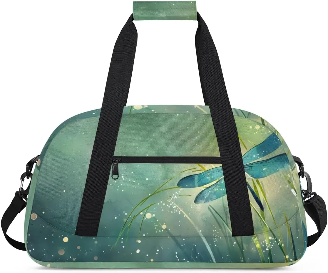 Duffle Bag Dragonfly Plant Sunlight Oil Painting Gym Bag Travel Bag Luggage Bag Waterproof Lightweight Sports for Dance Gymnastics Cheers Soccer Wrestling Hospital, for Weekender Overnight