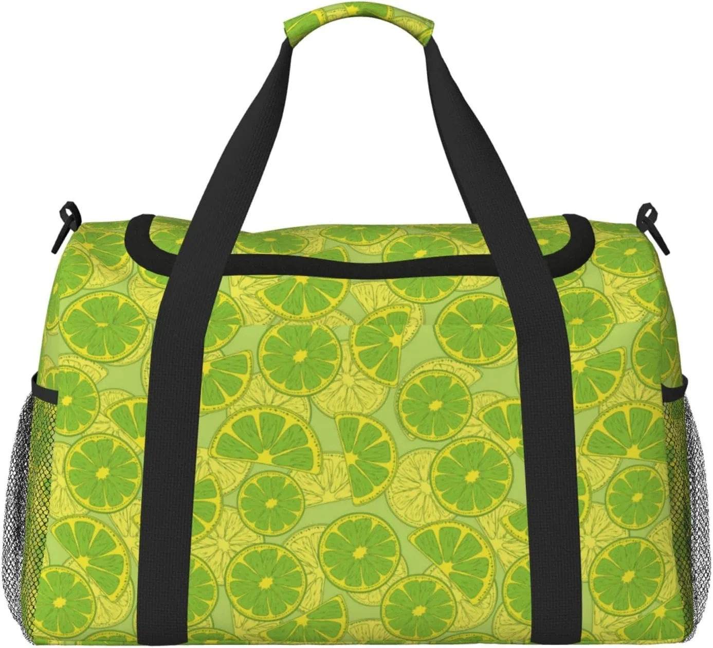 Duffle Bag for Travel, Cute Limes Kelly Green Weekender Overnight Duffel Bag, Carry On Bag Gym Bag for Women Men, Personal Item Travel Bag