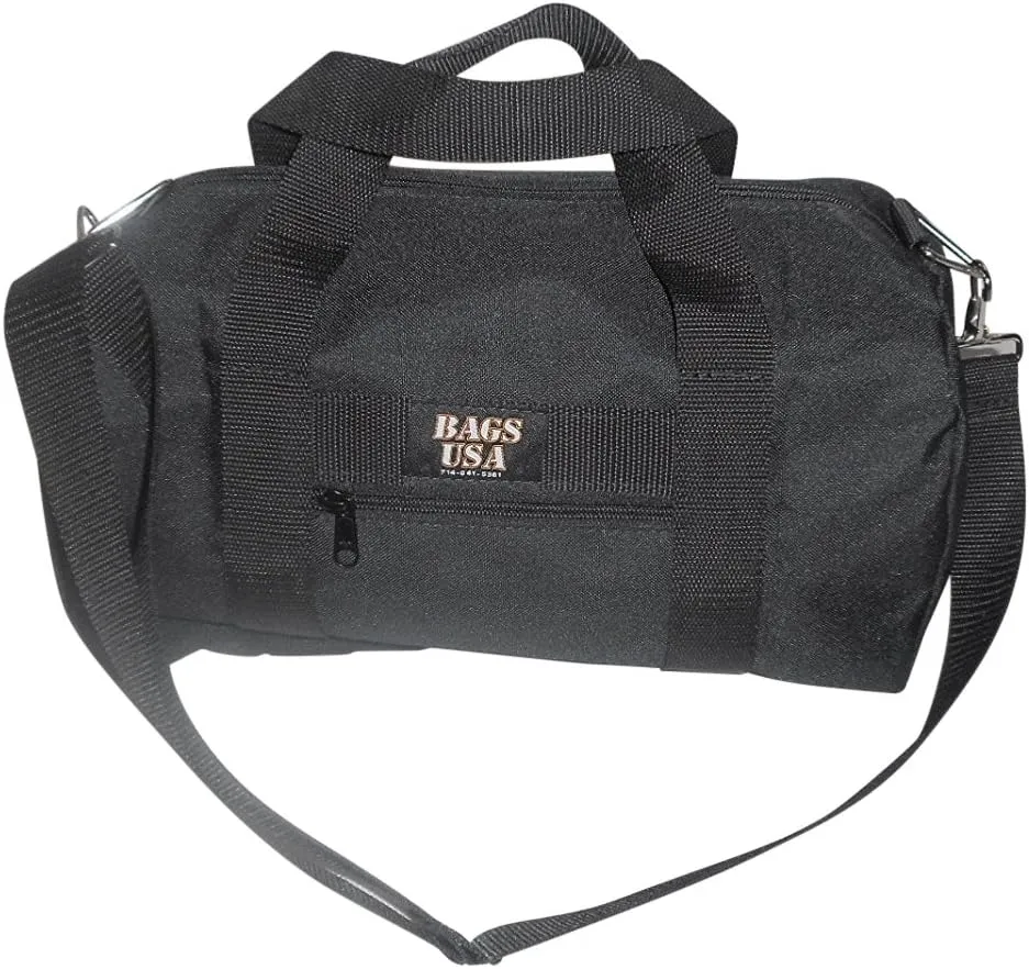 Duffle BAG, Gym Bag, Small Sport Bag with Front Pocket, Made In USA. (Black)