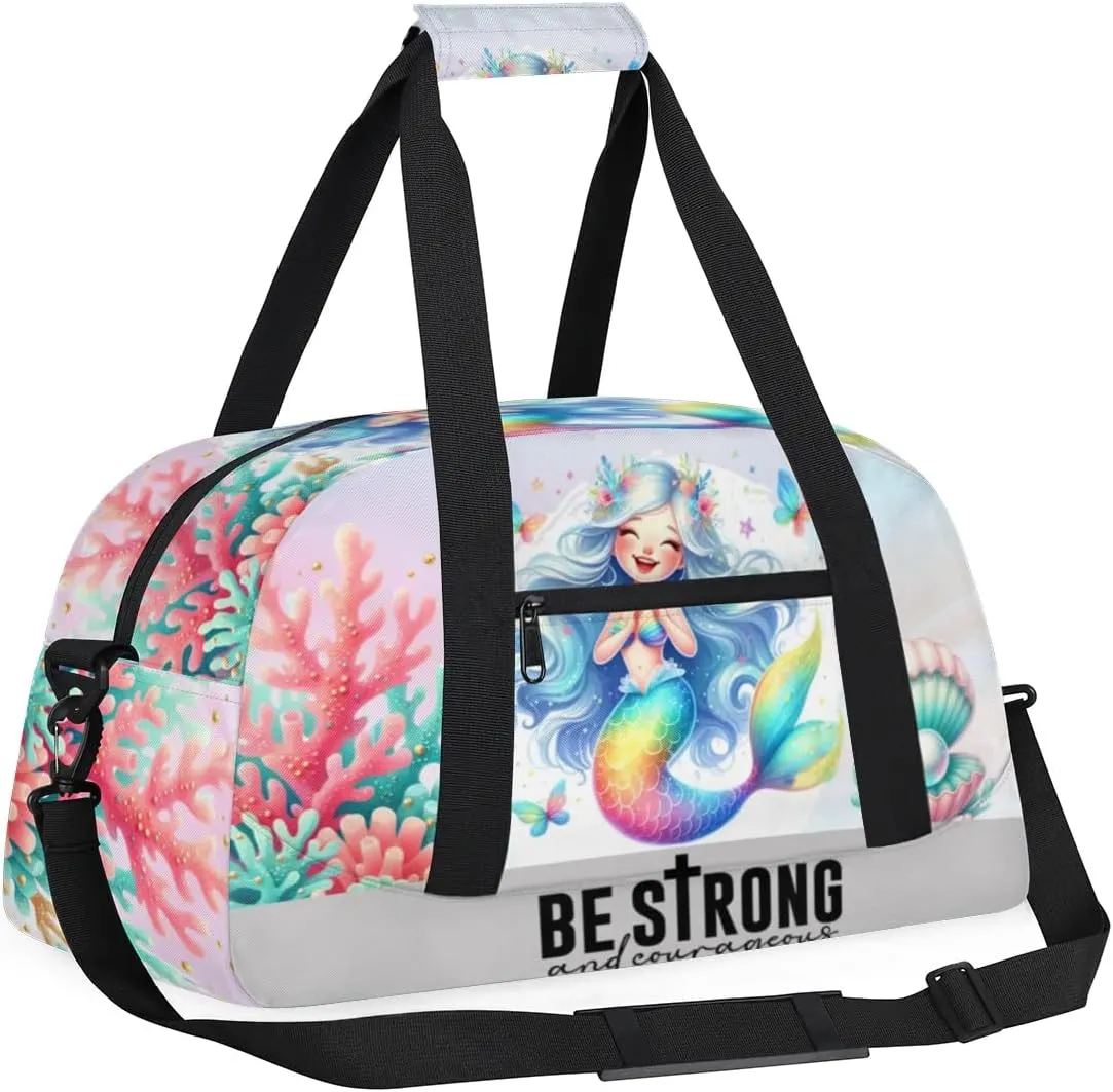Duffle Bag Mermaid Shell Butterfly Coral PersonalizedGym Bag Travel Bag Luggage Bag Waterproof Lightweight Sports for Dance Gymnastics Cheers Soccer Wrestling Hospital, for Weekender Overnight