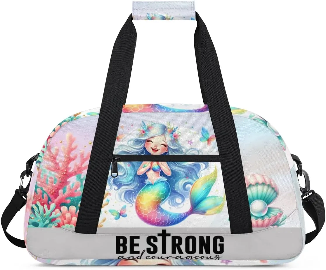 Duffle Bag Mermaid Shell Butterfly Coral PersonalizedGym Bag Travel Bag Luggage Bag Waterproof Lightweight Sports for Dance Gymnastics Cheers Soccer Wrestling Hospital, for Weekender Overnight