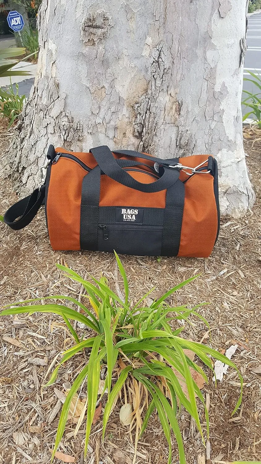 Duffle Bag Or Gym Bag With Front Pocket For Keys, Id, Made In USA. (Clay/black)