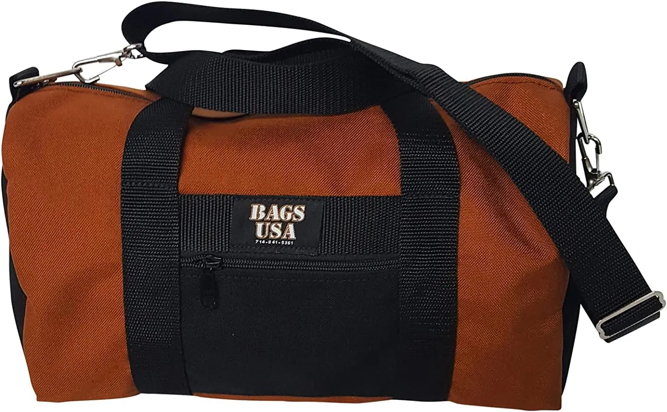 Duffle Bag Or Gym Bag With Front Pocket For Keys, Id, Made In USA. (Clay/black)