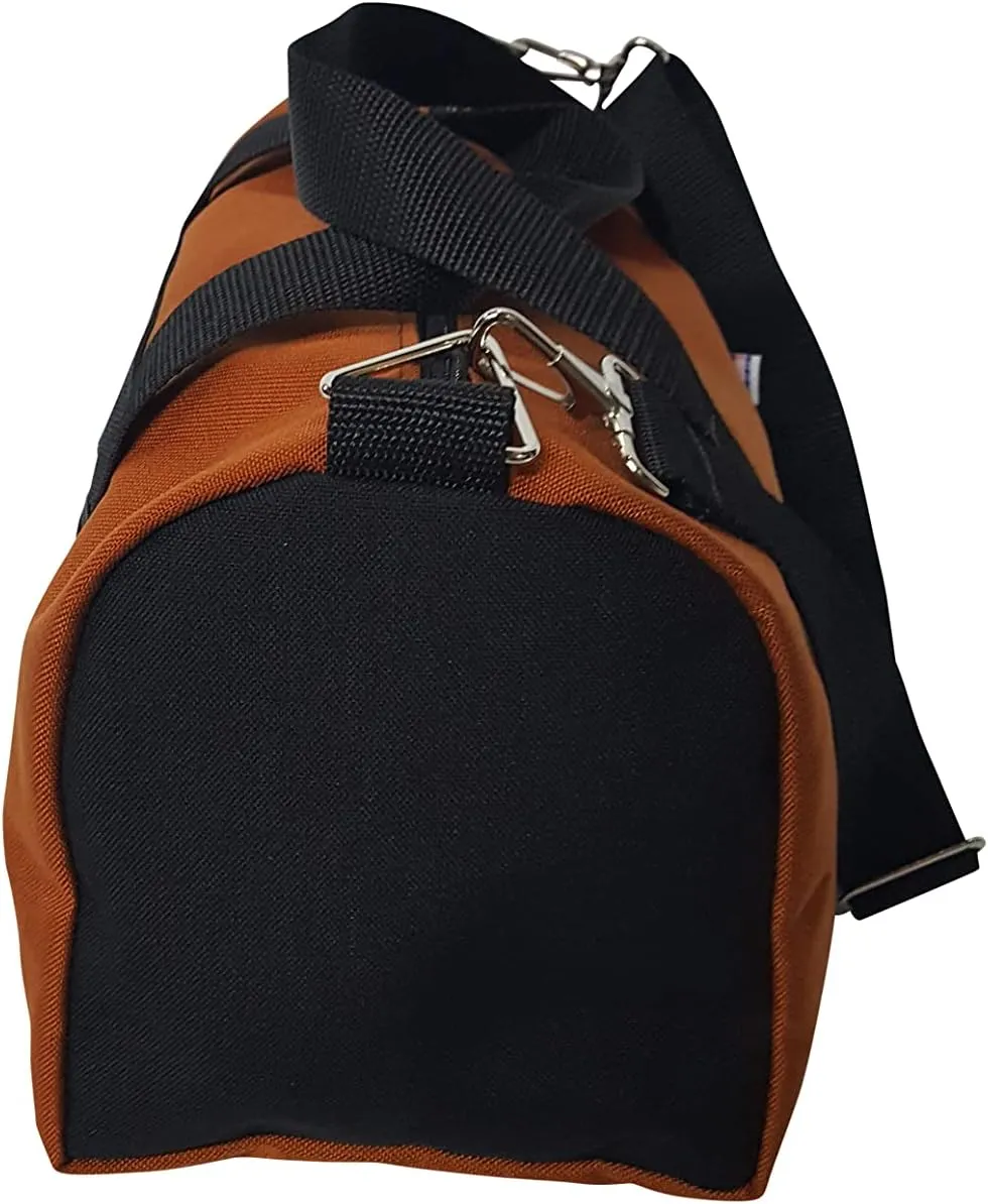 Duffle Bag Or Gym Bag With Front Pocket For Keys, Id, Made In USA. (Clay/black)