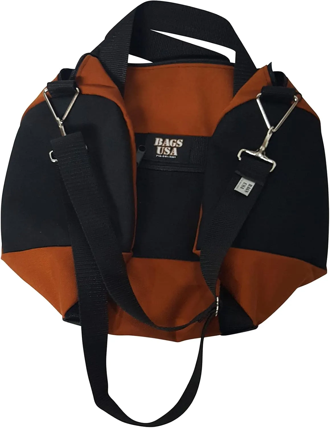 Duffle Bag Or Gym Bag With Front Pocket For Keys, Id, Made In USA. (Clay/black)