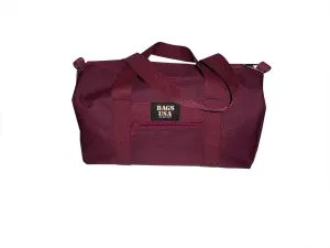 Duffle bag or gym bag with front pocket Holds Id Or Cellphone Made In USA.. (Maroon)
