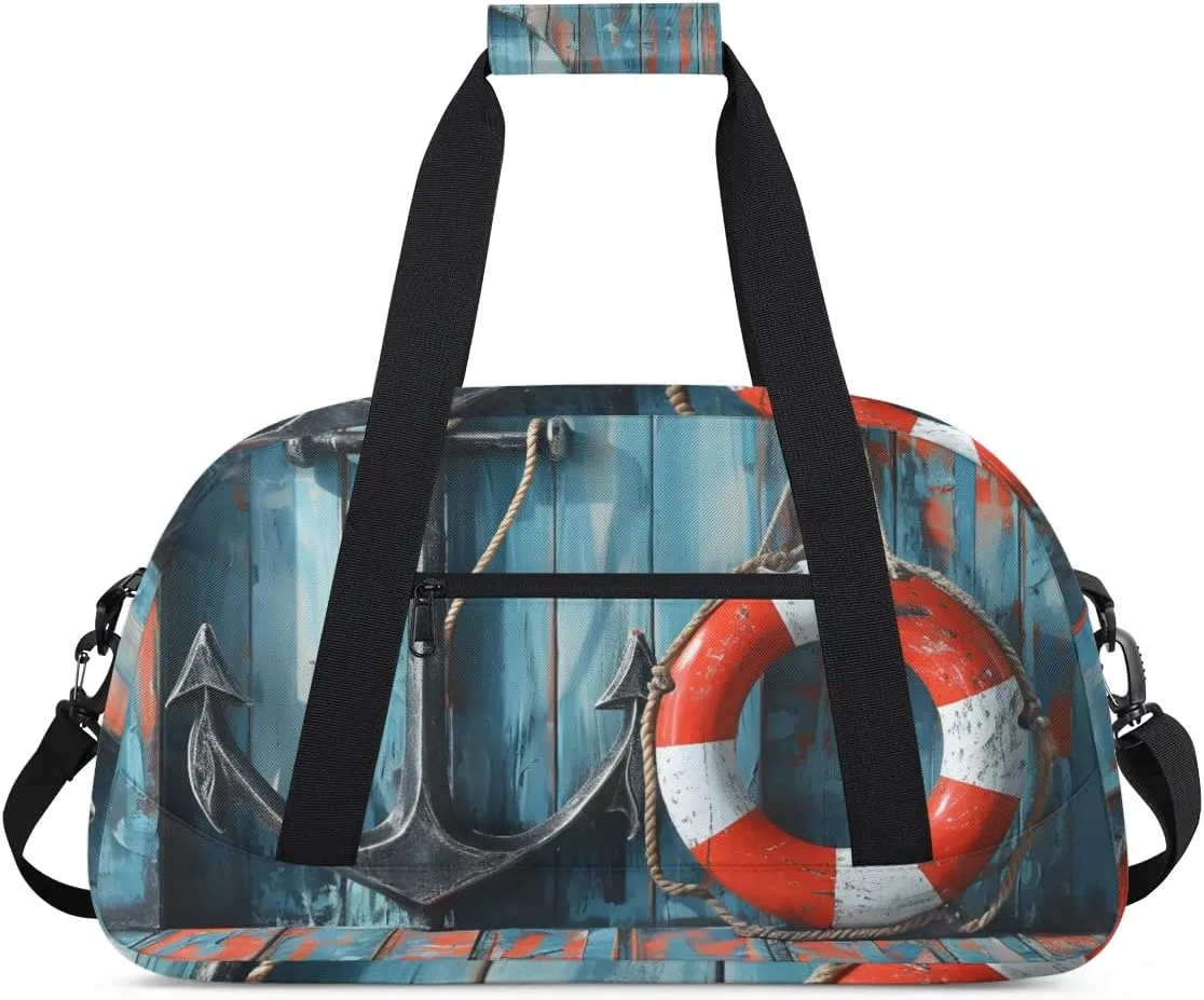Duffle Bag Planks Anchor Lifebuoy Gym Bag Travel Bag Luggage Bag Waterproof Lightweight Sports for Dance Gymnastics Cheers Soccer Wrestling Hospital, for Weekender Overnight