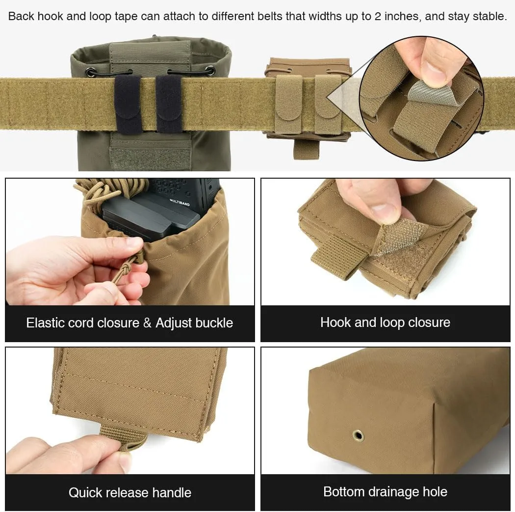 Dump Pouch Tactical Belt Magazine Recovery Pouch Roll Up Foldable Mag Pouches MOLLE Utility EDC Waist Storage Bag