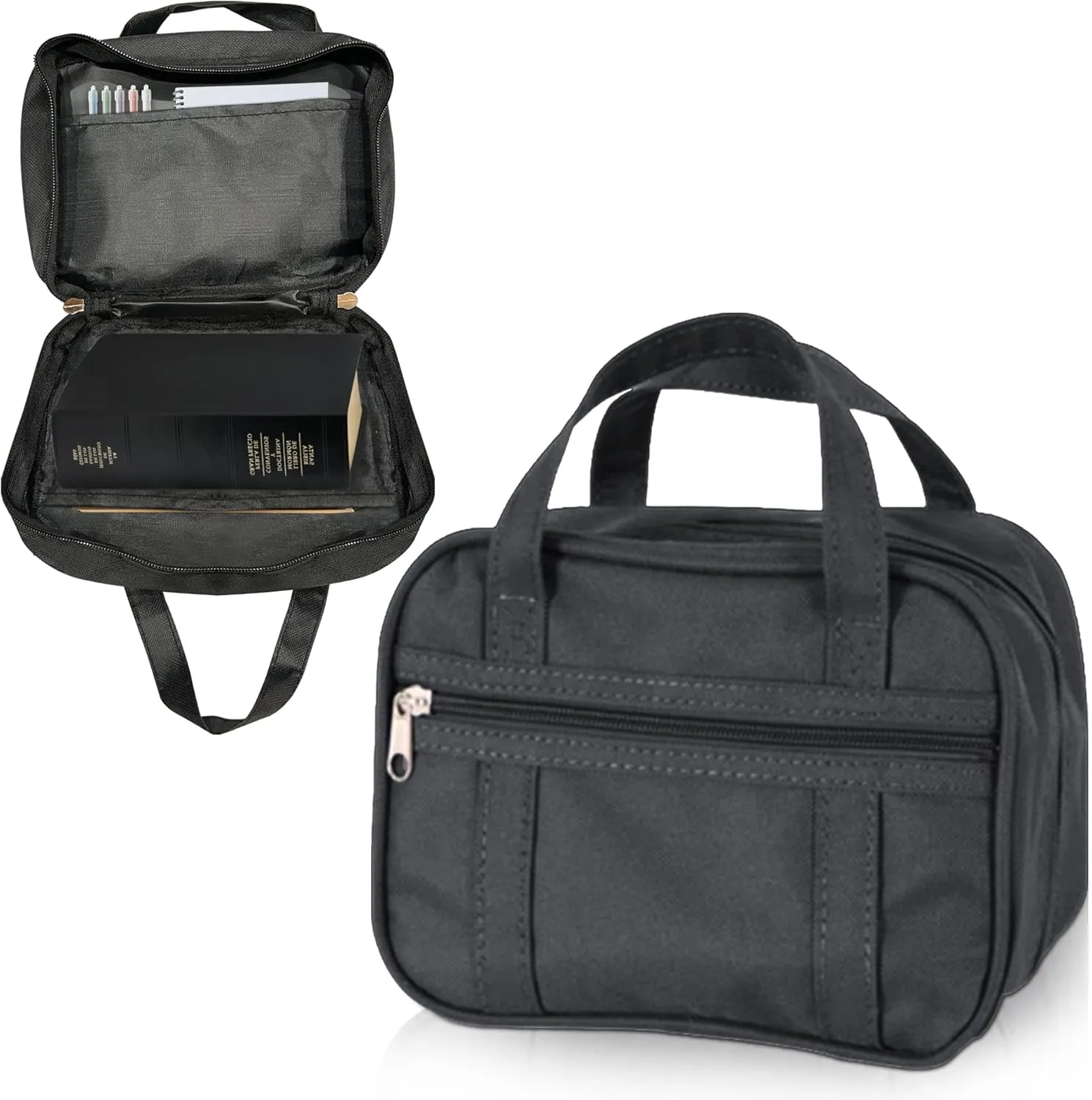 Durable Canvas Scripture Carrying Case | Protective Holder & Organizer for LDS Quad or Triple Combination | Book Bag for Scriptures