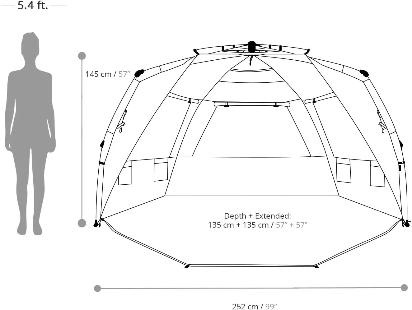 Easthills Outdoors Instant Shader Enhanced (Prints) Deluxe XL Beach Tent 4-6 Person Pop Up Sun Shelter 99" Wide for Family UPF 50  Double Silver Coated with Extended Zippered Porch Ocean Wave