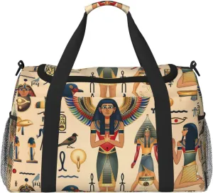 Egyptian Symbols Duffle Bag for Travel Hieroglyphs Sports Gym Tote Carry On Bag Large Shoulder Weekend Overnight for Workout