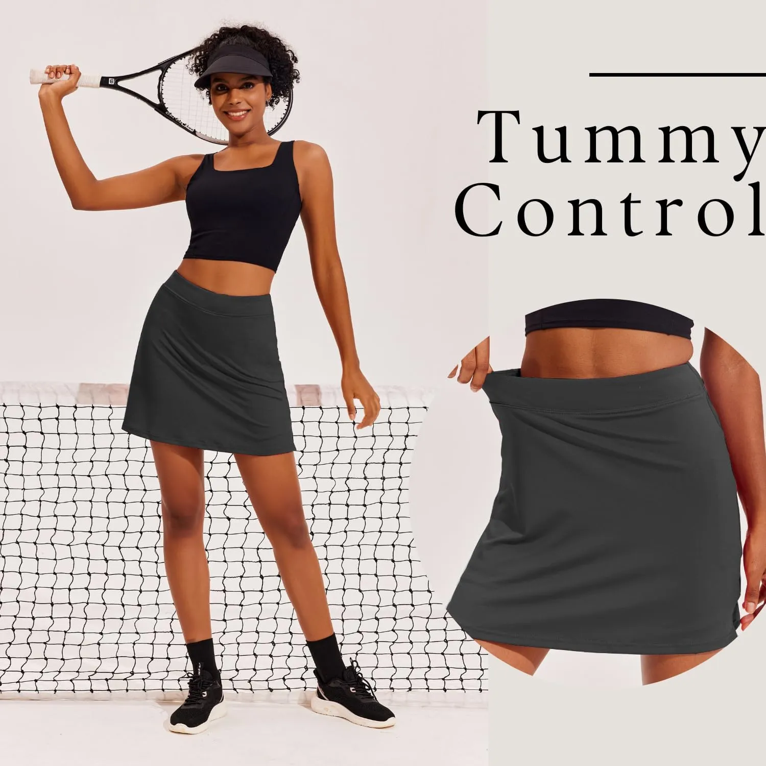 Ekouaer Golf Skirts for Woman with Pockets Silicone Grippers Tennis Skirt Inner Shorts Athletic Pickleball Running Skort