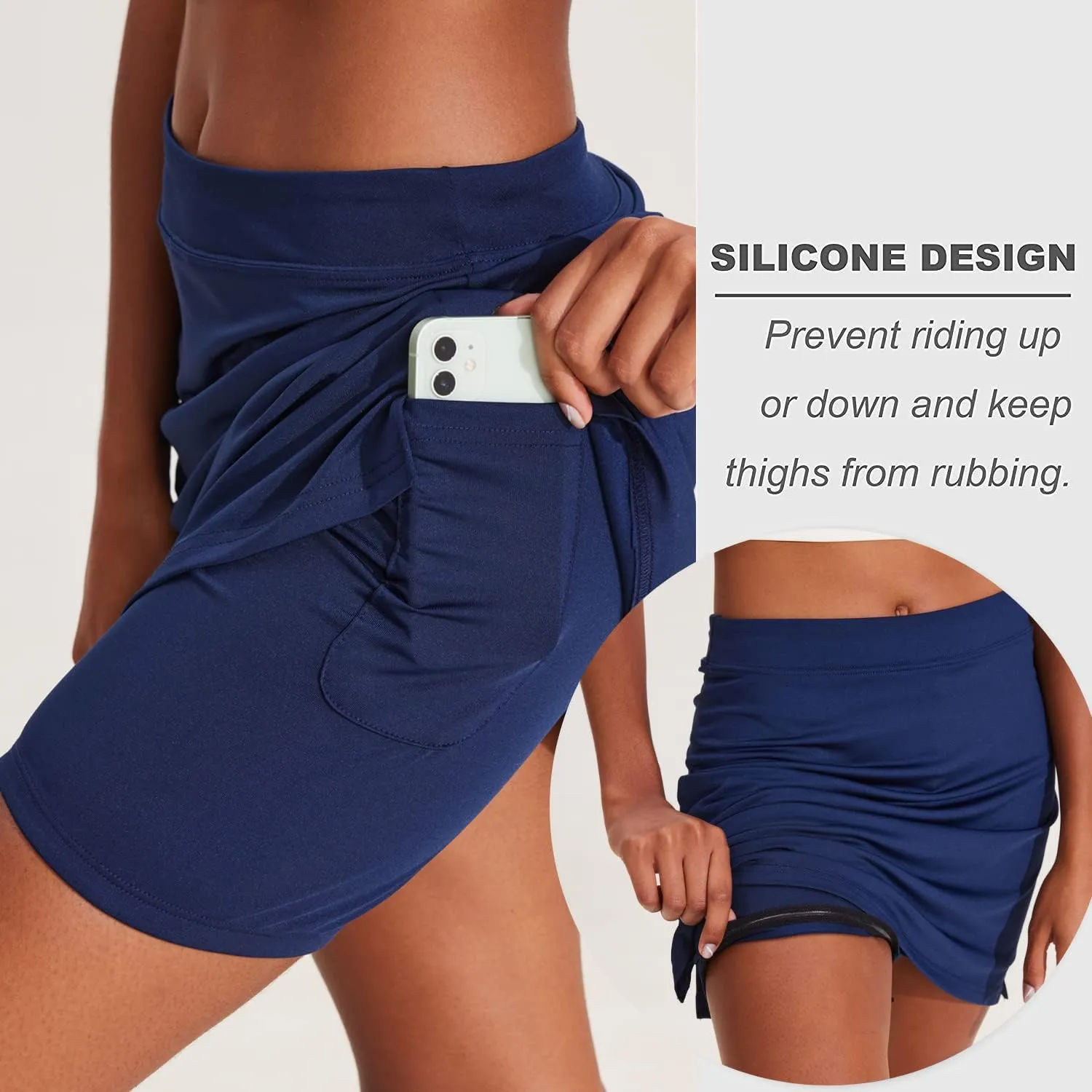 Ekouaer Golf Skorts for Woman Active Performance Skort Lightweight Tennis Skirt with Shorts Pockets Running Workout Sports
